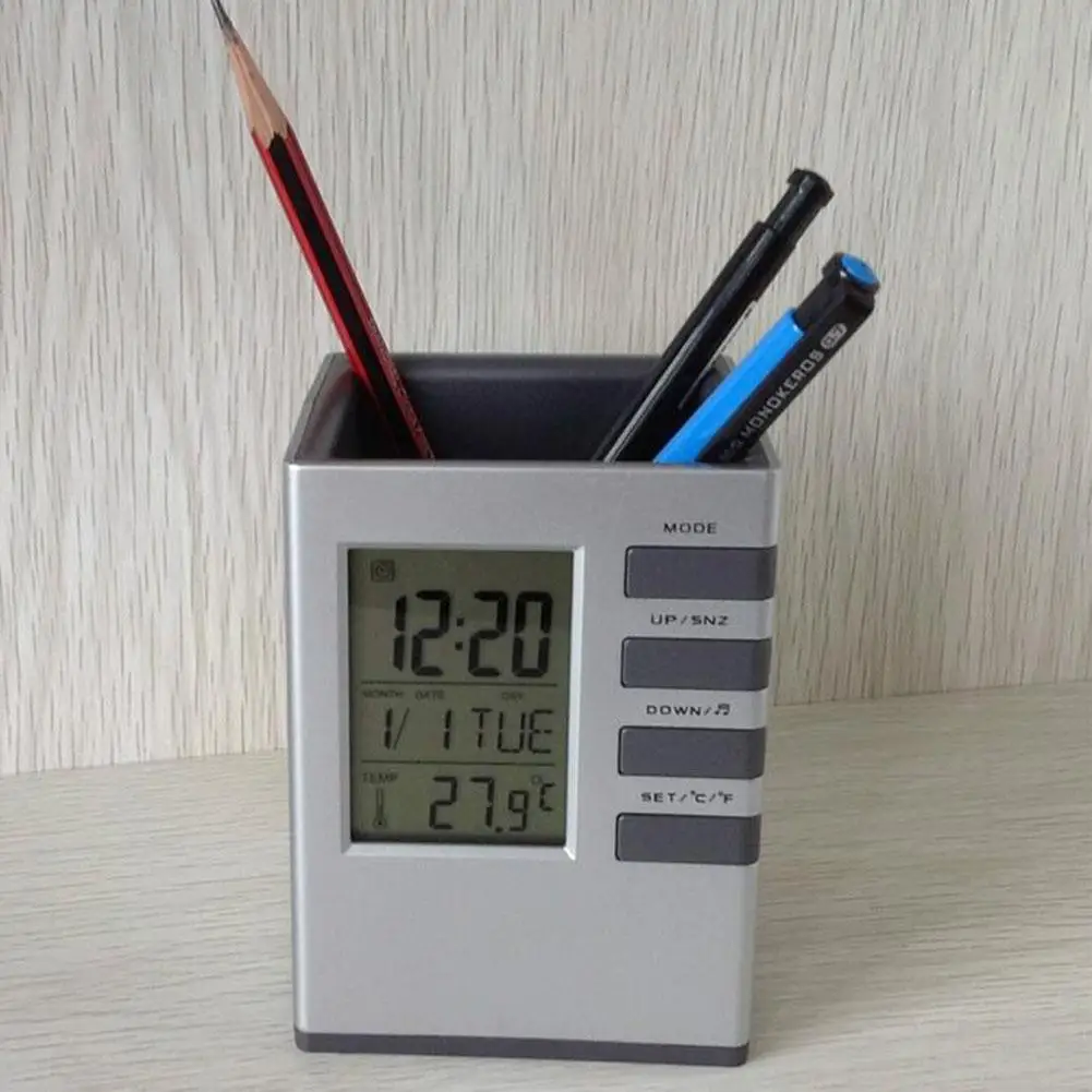 Innovative Multifunctional Perpetual Calendar Pen Holder Pen Holder Clock Electronic Clock For Office School Storage Supplies