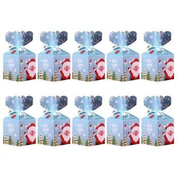 

20 PCs Creative Christmas Themed Gift Handbag Gift Bag Apple Storage Bag Pattern Candy Box for Party - Santa Claus (Blue)