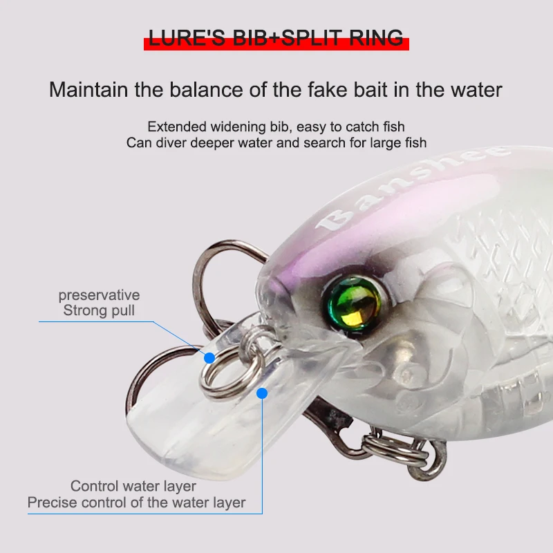 Banshee 60mm 12g Blitz Crank Floating Fishing Lure VC03 Rattle Sound Wobbler  Square Bill Artificial Medium Diving Crankbaits