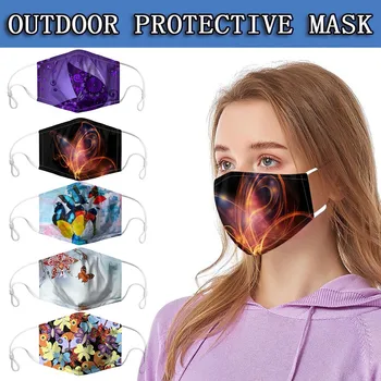 

5PCS Men and Women Mascarilla Reutilizable Adult Print Adjustable Reusable Safe Protection Face Mask Mouth Caps Washable#YL5