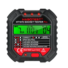 Verificador bonde automático do disjuntor do detector de tensão da polaridade do circuito ht107d do verificador 90-250v da tomada de habotest gfci