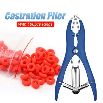 

Pig Sheep Tail Castration Plier Bloodless Broken Tail Castration Forceps Docking Clamp With 100Pcs Tendon Castration Rings