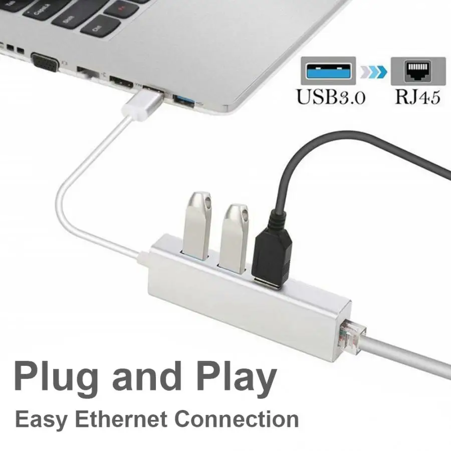 DM HE84 гигабитный USB Ethernet адаптер + 3 0 концентратор 1000 м Проводная сетевая карта к RJ45