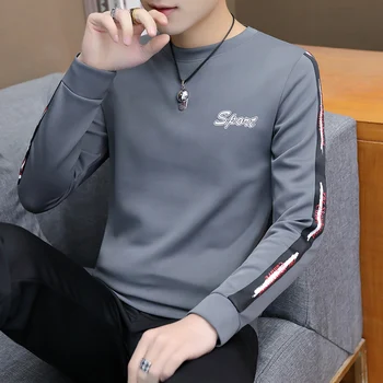 

2019 men round collar fleece trend the new printed autumn fashion render fleece youth cultivate one's morality