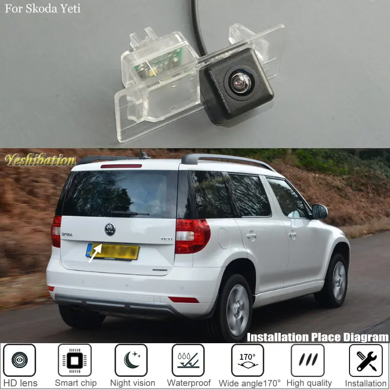 Камера заднего вида yeshiбация для Skoda Yeti (5L) 2014 ~ 2017 Facelift со светодиодом HD CCD ночное