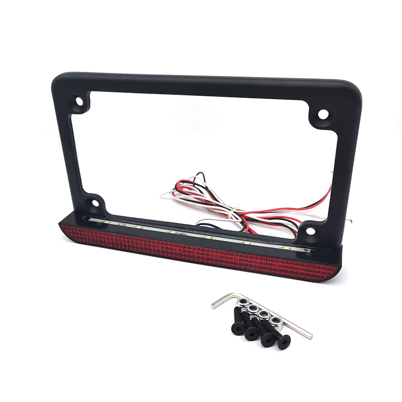 Aluminum 12V LED Motorcycle License Plate Mounting Frame with Tail Brake Light