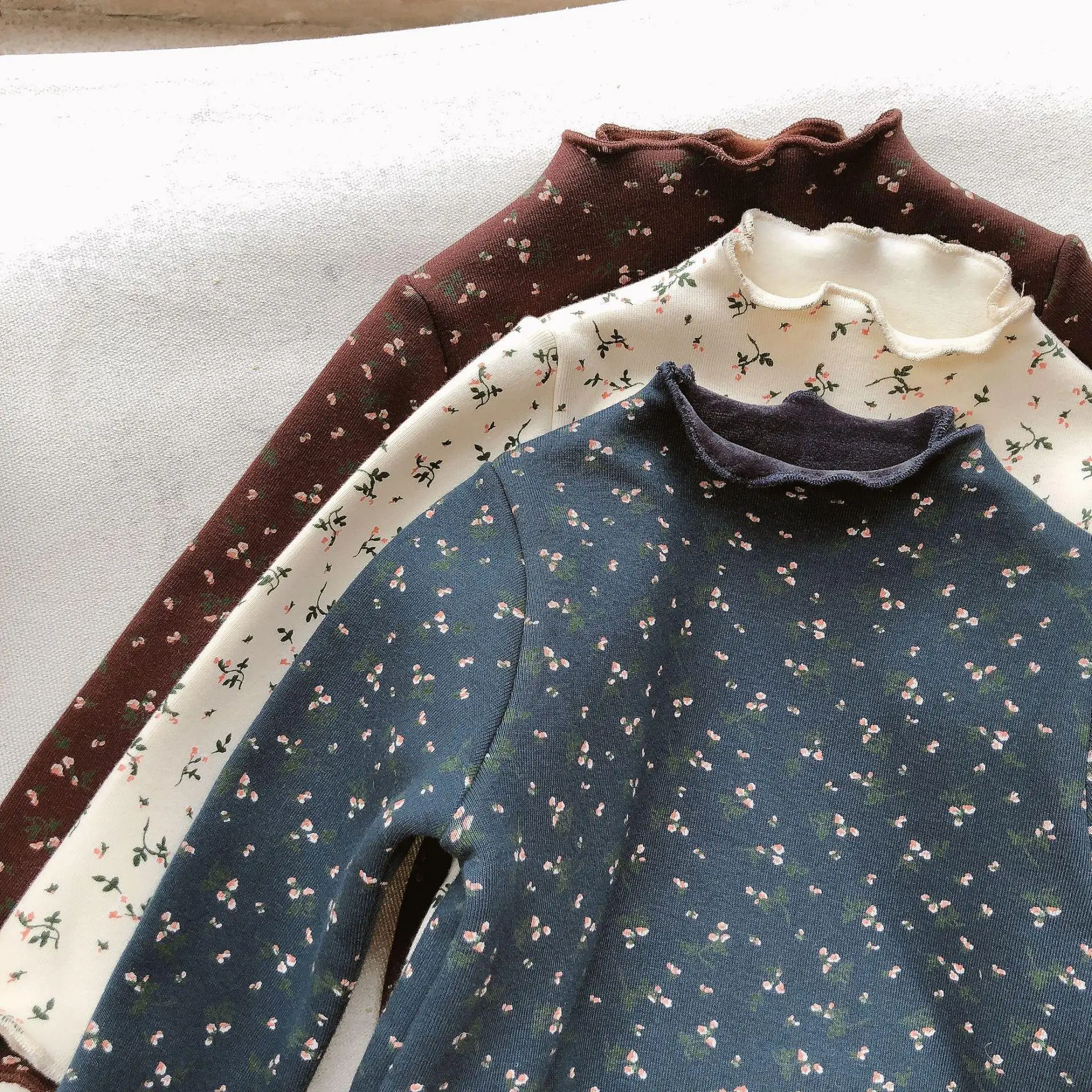 

Girls floral velvet shirt sweaters autumn girl fall long-sleeved sweater sweet little girl clothes