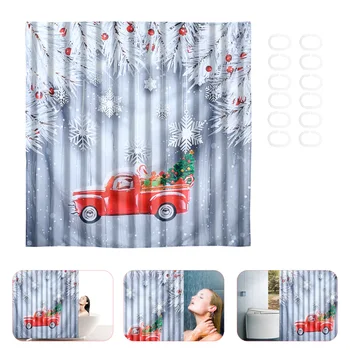 

1 Pc Partition Curtain Digital Printing Shower Curtain for Bathroom with Hooks