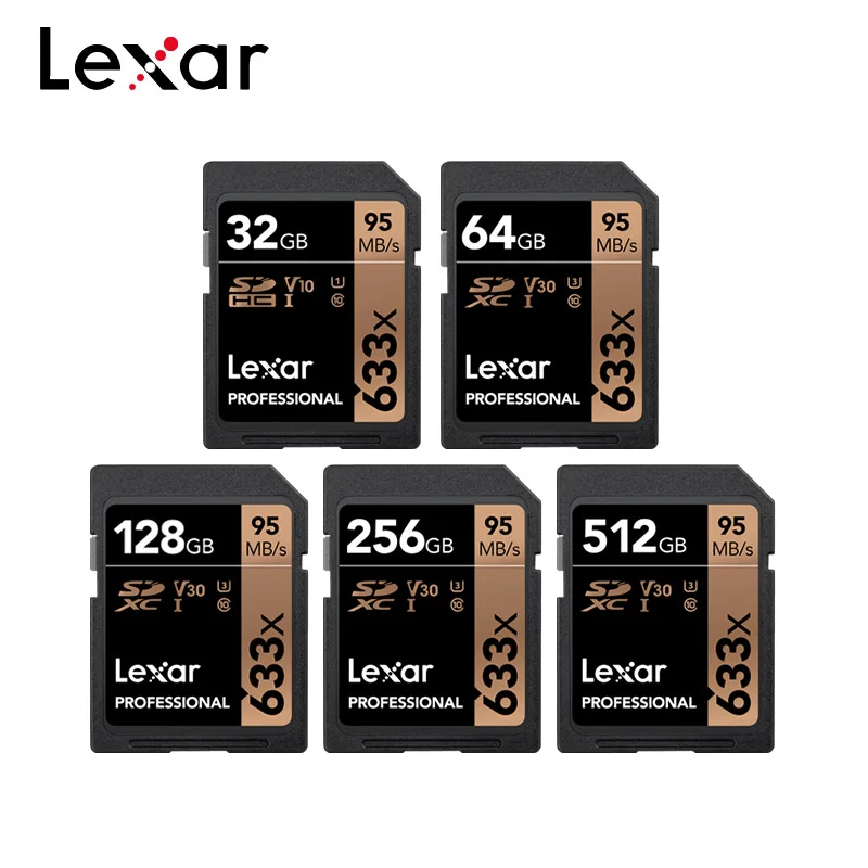 Lexar,, 64 ГБ, sd-карта, 256 ГБ, карта памяти, 32 ГБ, UHS-I, флеш-карта, 128 ГБ, 512 ГБ, высокая скорость до макс. 95 м, класс 10, 633x, для камеры