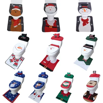 

Christmas Toilet Decoration Santa Claus Bathroom Mat Christmas Toilet Seat & Cover Christmas Toilet Lid New Year Xmas Decoration