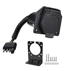 Adaptateur de lumière de remorque à 4 voies pour camion plat à 7 voies, connecteur de prise de recul avec support de montage pour les Solutions de remorquage 