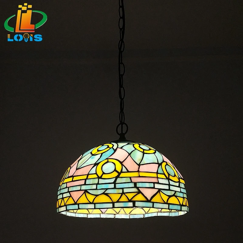 

American retro Tiffany chandelier creative personality retro simple Nordic cafe restaurant bar glass chandelier single head