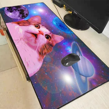 

XGZ Cat In Space Animal Laptop Computer Waterproof Speed Anime Mousepad Gaming Mouse Pad Pc Large Big Locking Edge Mouse Pad