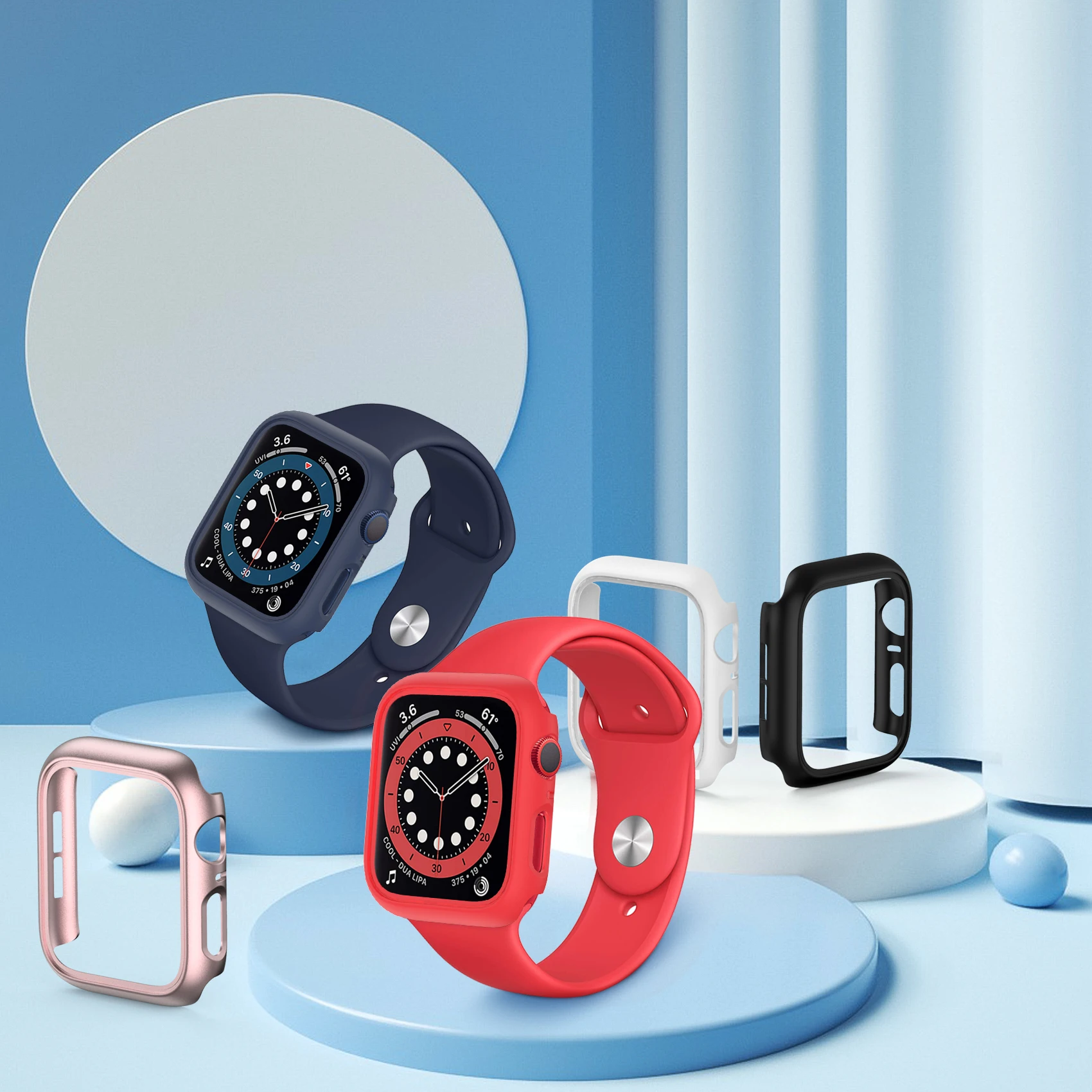Matte Case for Apple Watch 45mm 41mm 38mm 42mm 40mm 44mm, Hard PC Bumper Protective Cover Frame for iWatch SE 7 6 5 4 3 2 1