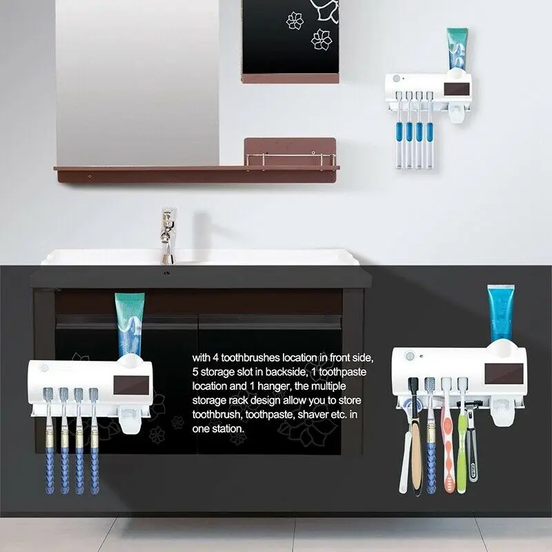 УФ-светильник стерилизатор зубной щетки автоматический соковыжималка для зубной пасты настенная подставка для зубных щеток полка органайзер для зубной пасты гаджеты для ванной комнаты