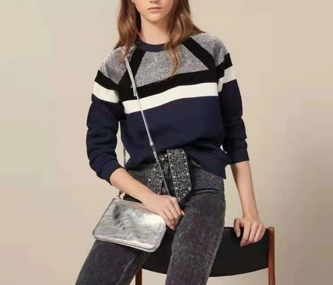 

2020 Spring Autumn New Sports Style Hit The Color Striped Women Casual Hoodies