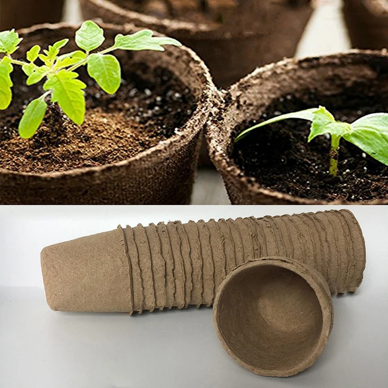 100Pcs Biodegradable Pulp Pots Plants Seedling Raising Pot Vegetable Fruit Nursery Tray Pot Cup Garden Supplies-ABUX