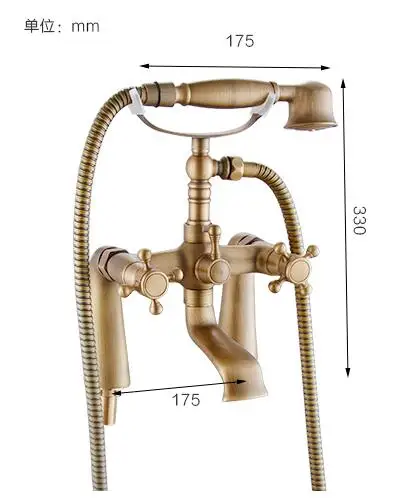 Vidric бортике Ванна кран Античная бронзовая ванна смесители с ручной душ двойной ручкой смеситель кран ELF003