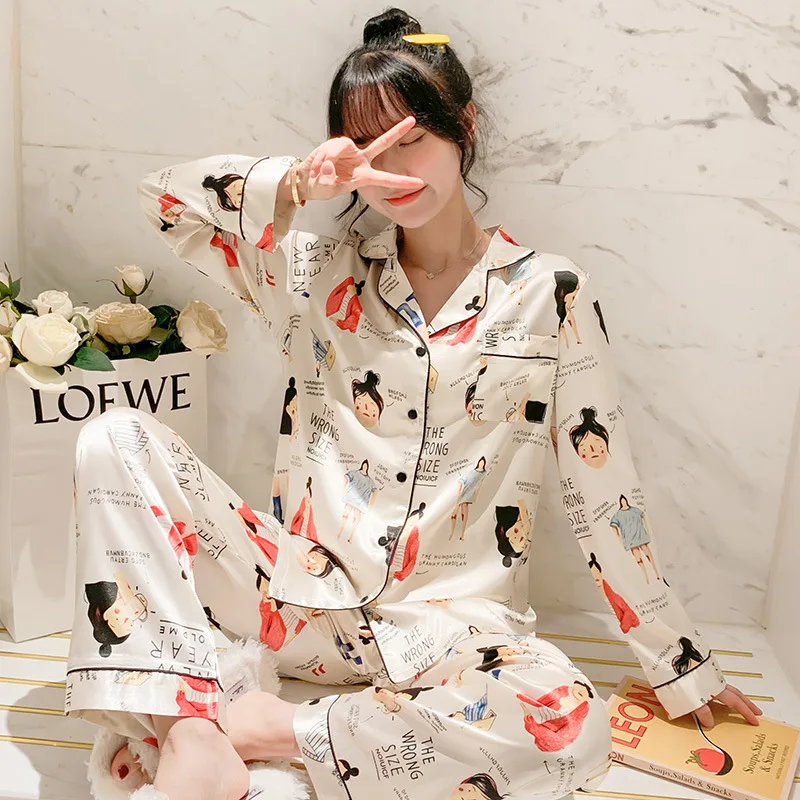 

8890 # Newspaper GIRL'S Cm Cardigan Long Sleeve Korean-style Sweet Hipster Pajamas Tracksuit Two-Piece Set