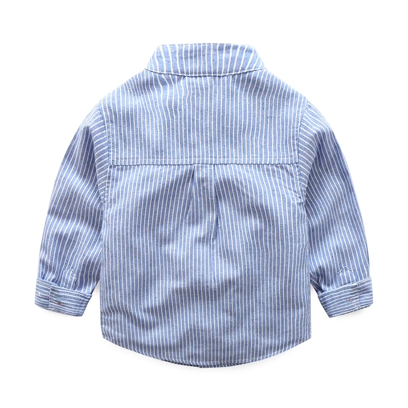 Spring Autumn 2 3 4 6 8 10 Years New Design MANDARIN COLLAR Long Sleeve Pocket Classic Striped Shirts For Kids Baby Boys