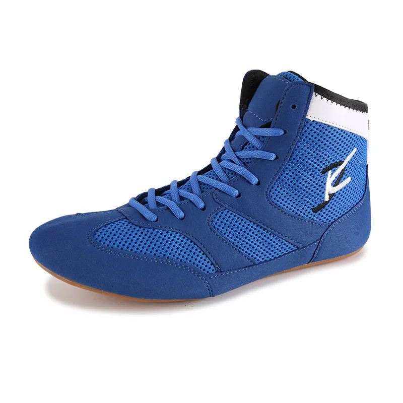 Мужские борцовские ботинки размера плюс 36-45, Высококачественная боксерская обувь, мягкая оксфордская подошва, дышащая Экипировка для борьбы, обувь D0881 - Цвет: Синий