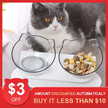 

2PCS Dog Cats Bowl Elevated Feeder for Cat Protection Cervical Bowls Non-slip Bowl for Cat Transparent Drinker for Cats