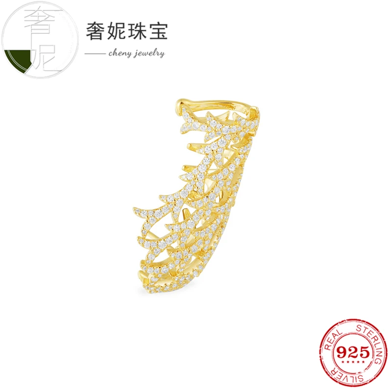 

cheny s925 sterling silver Hollow Dragon Tail Bone Clip earring with zircon monaco-like designed Suitable for dinner party gift