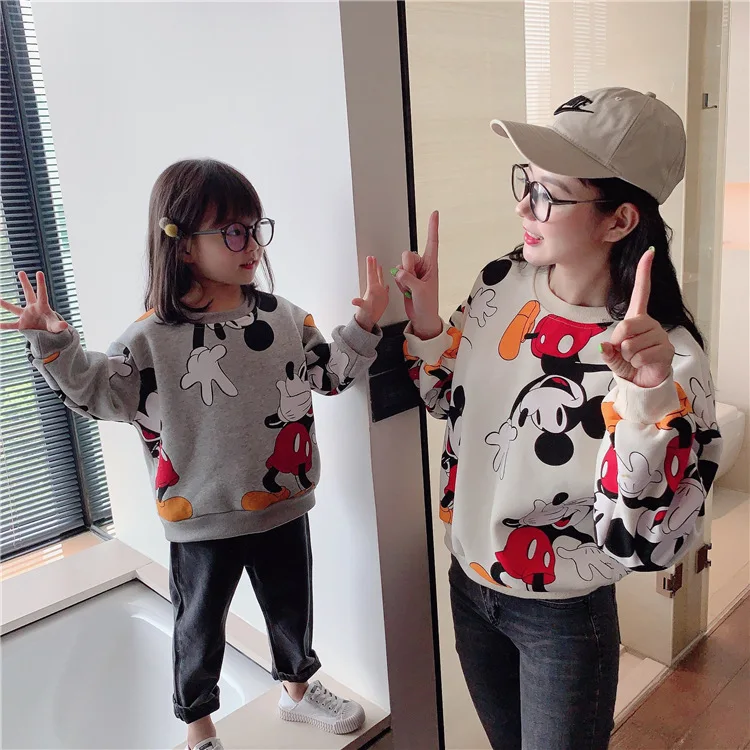 Family Look Cartoon Sweaters Mother Daughter Matching Sweater Mommy and Me Clothes Women Girls/Boys Mom Mum and Baby Sweatshirts