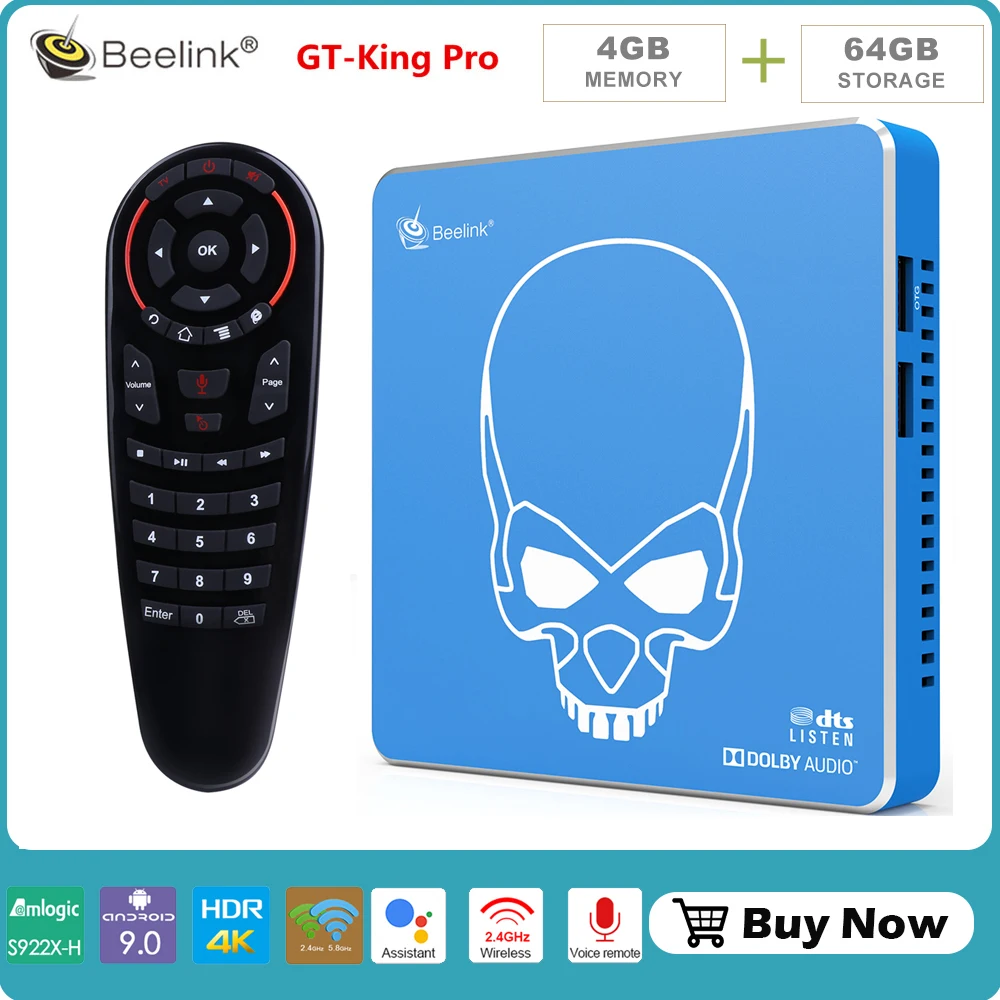 Beelink GT KING PRO S922X-H Quad-core Andriod 9.0 smart top box 4G+64G ROM 2.4G/5.8G WIFI USB 3.0 Blutooth4.1 HDMI tv player | Электроника