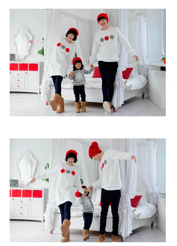 Семейная Рождественская Одежда для родителей и детей, свитер и бархатный зимний комплект, топы со снежинками, Рождественская семейная одежда с длинными рукавами