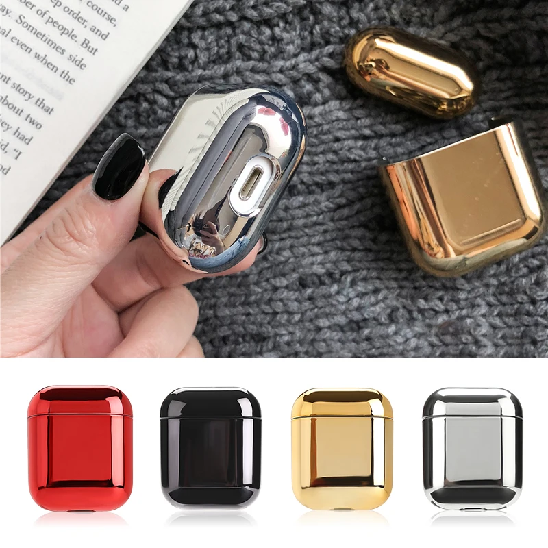 Защитные чехлы для Apple Airpods 2 1 гальванический ПК Bling Gold чехол для наушников Airpods 2 1 аксессуары чехол Coque Capa