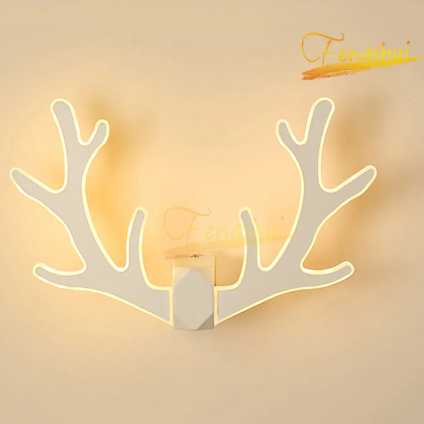 

Nordic Iron LED Wall Lamp Lighting Modern Creative Deer Head Wall Lights Bedside Lamp Corridor Background Decor Sconces Fixtures