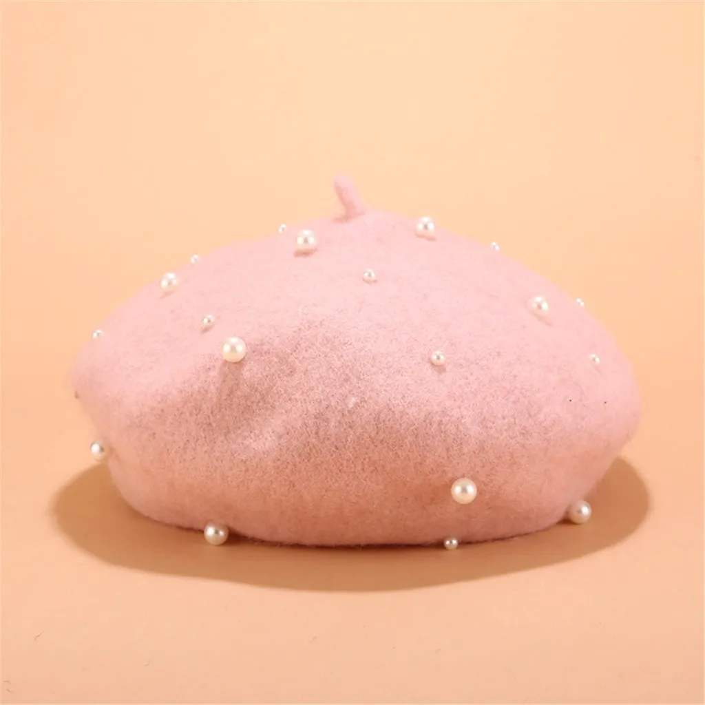 Vintage Women Winter Hat Beret Cap Korean Painter Newsboy Berets шапка женская шапка берет Hat кепка Beret берет женский - Цвет: Pink