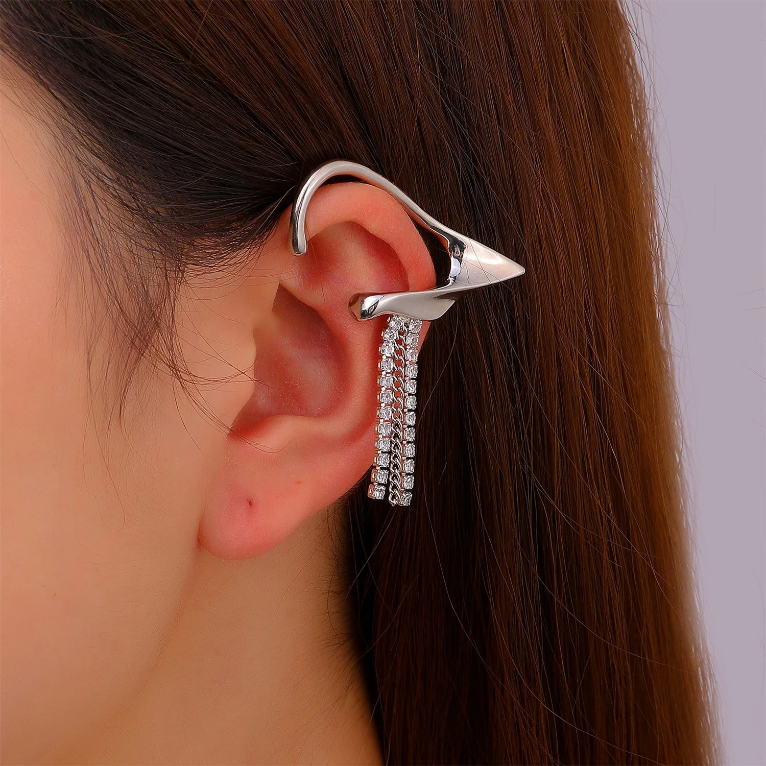 New Metal Earrings for Womendesign Elf Tassel Ear Clip Fashionable Sweet Non-Perforated Bone 2021 Trendy Jewelry | Украшения и
