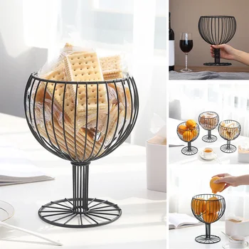 

Geometric hollow wrought iron wine cup-shaped fruit basket Snack Storage Tray Dessert Fruit Basket Home Decor Snacks Fruit Bowl