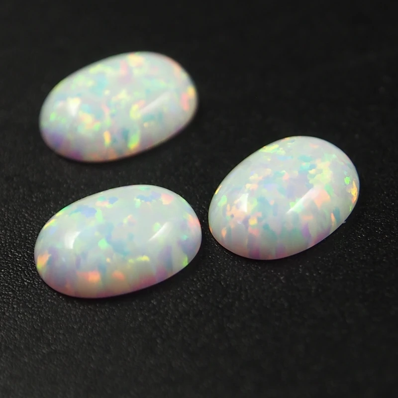 Lab Created Opal gemstone Oval 18x13mm White Blue Opal flatback cabochon beads stone for ring making