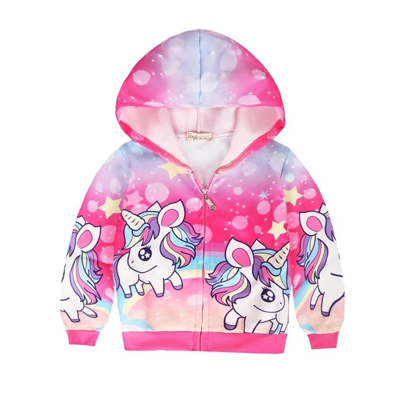 Cute Cartoon Corlorful Rainbow Unicorn Girls Jacket
