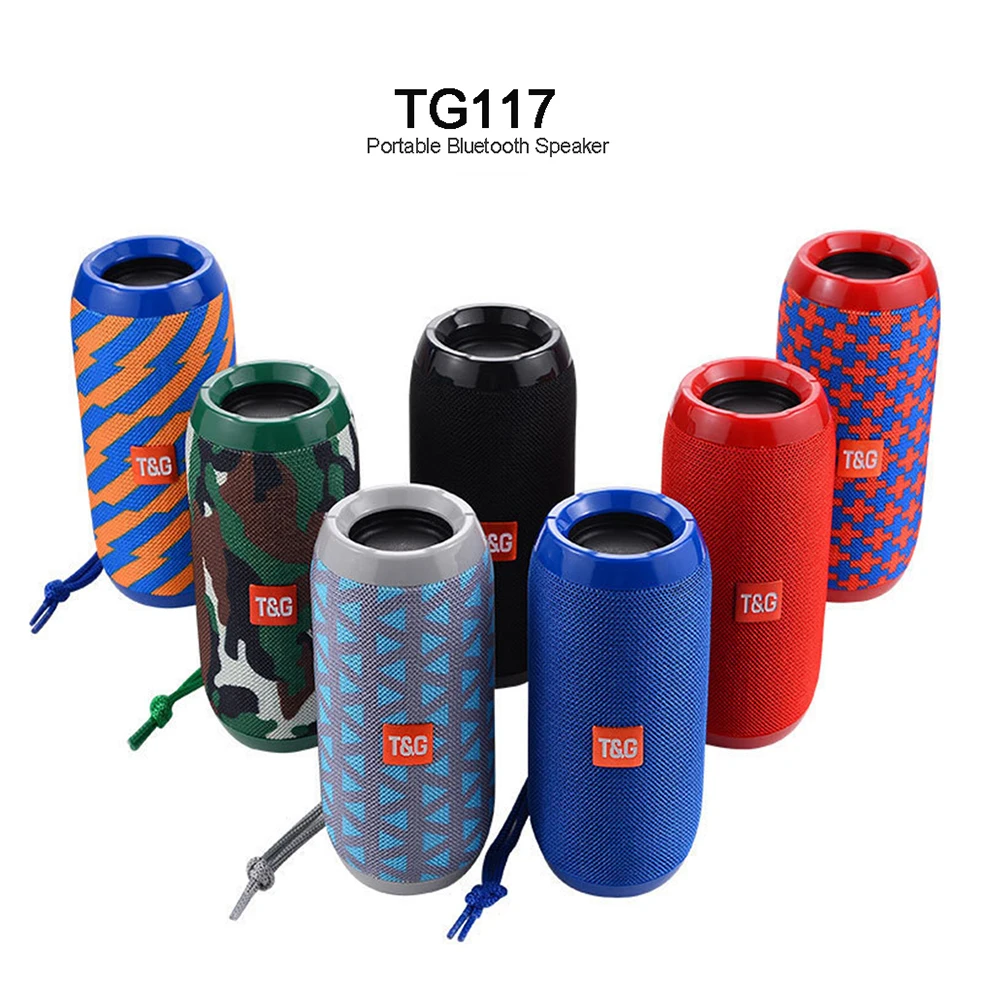 

Bluetooth Speaker Portable Wireless Column TG117 Loudspeaker Box Support TF Card FM Radio Aux Input Outdoor Sports Waterproof