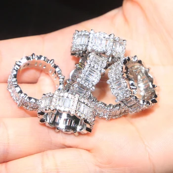 

Classic Wedding Finger Ring for Women Men Clear AAA Circle Square Cubic Zircon Paved Width Geometrical Fashion Punk Ring Jewelry