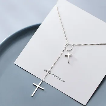 

Fashion Simple Cross Long Chain Pendant Necklace Fashion Sweater Chain Necklace Jewelry For Women Accessories S-N552