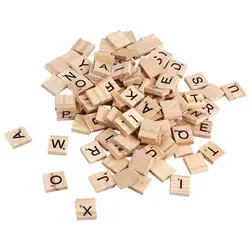 100x деревянная алфавитная плитка черные буквы и цифры для Scrabble ребенок обучение рисованию живопись игрушка подарок, деревянный цвет