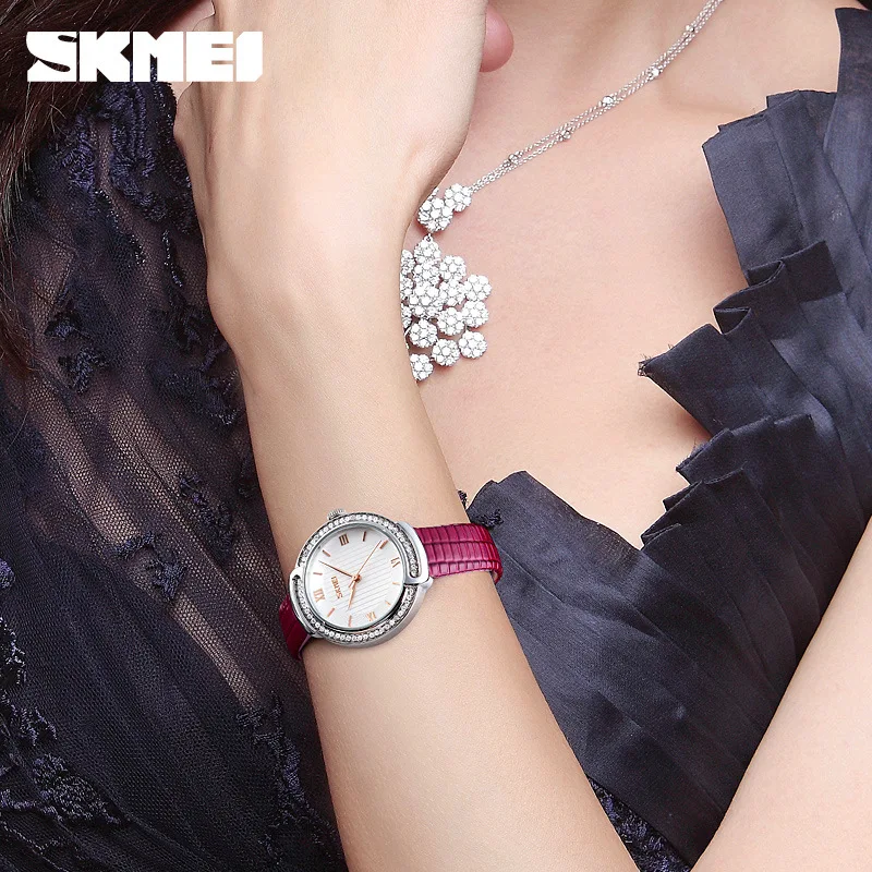 

Skmei New Style Ladies' Watch Student Korean-style Simple Quartz Watch High Quality Rhinestone Inlay Fashion Quartz Watch