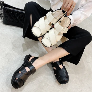 

Sports sandals female summer tide 2020 new wild square head hollow casual beach sandals