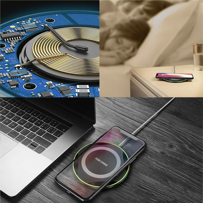 QI Беспроводное зарядное устройство для iPhone XS Max XR X 8 Plus 10 Вт быстрая Беспроводная зарядная панель для samsung Note 9 S9 S8 USB быстрая зарядка