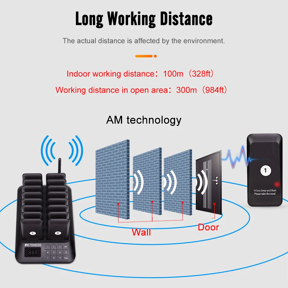 Retekess TD157 Pager Restaurante Bar Comida CaminhãO Pager Receiver Buzzer Chamador Wireless Restaurante Accessories Calling System Com 16 Comandas Para Lanchonete Fast Food