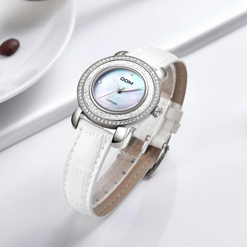 

DOM (Dom) Watch Casual Trend of Fashion Genuine Leather Belt Waterproof Diamond Set Women's G-86L-7M