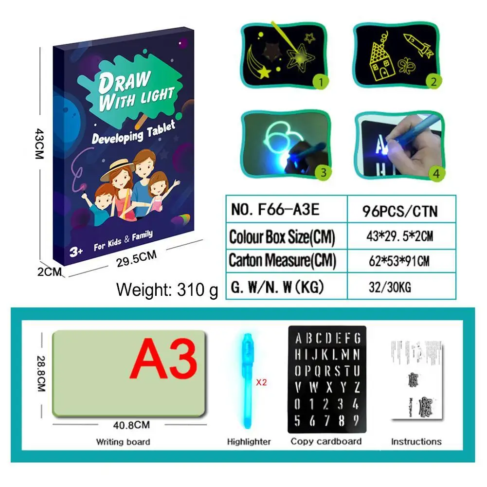 3D светильник для рисования детская Волшебная письменная доска светильник доска двойная ручка английская версия обучающая игрушка интерактивная игрушка