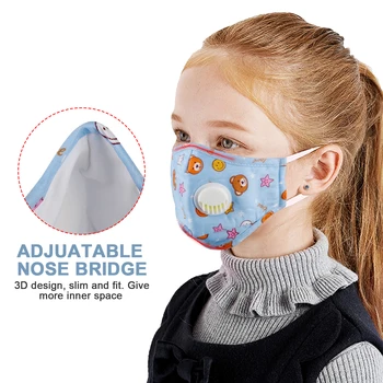 

Reusable Face Mask Kids Mouth Mask Boys Girls Anti-Fog Haze Dust Pm 2.5 Face Mask With Breathable Valves with 10 Filters