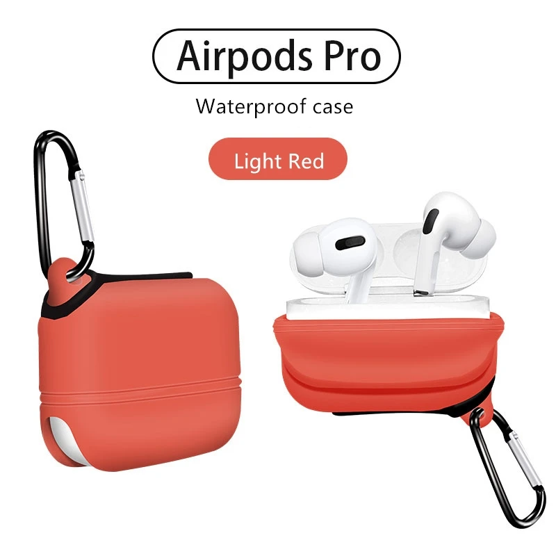 Подходит для airpods pro защитный чехол водонепроницаемый чехол все включено водонепроницаемый защитный чехол airpod чехол для наушников - Цвет: Light Red