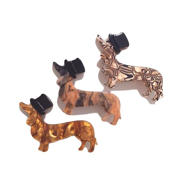 

2020 new acrylic Smile Dachshund Dog Brooches Clothes Scarf Pin Fashion Animal Pet Jewelry For Women Girls Gift Accessories